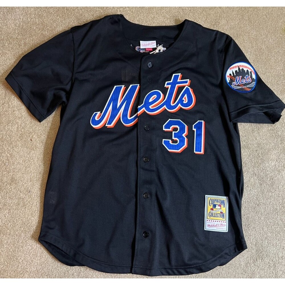 Mike Piazza #31 New York Mets Black MLB Baseball Mitchell & Ness Jersey Size L